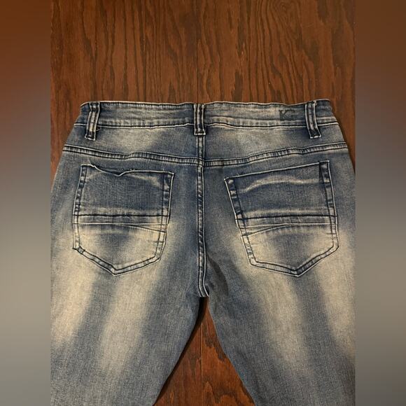 Kilogram blue washed curve biker vintage jeans men 36\31 cotton spandex - Picture 5 of 8